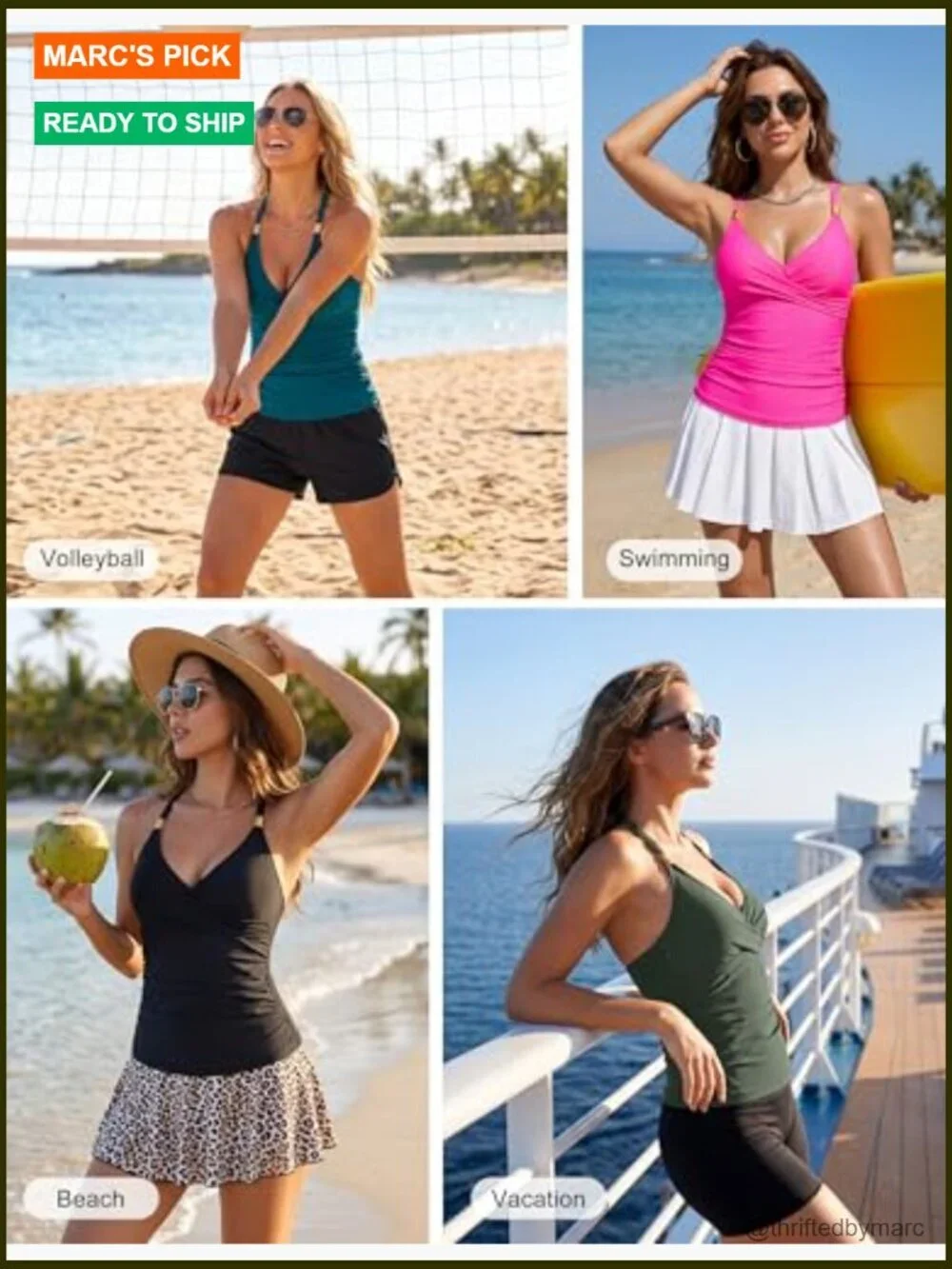 V-Neck Tankini Top Tummy Control Ruched Modest Swim Top Sleeveless
